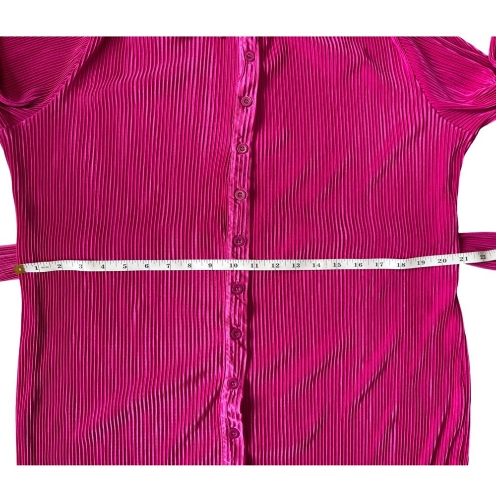 Peppermayo Pink Pleated Button Down Long Sleeve Flirty Mini Dress - Size 0 - Picture 8 of 15